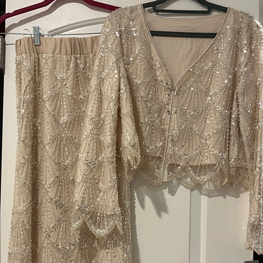 Elegant Sequin Embellished Two-Piece Set